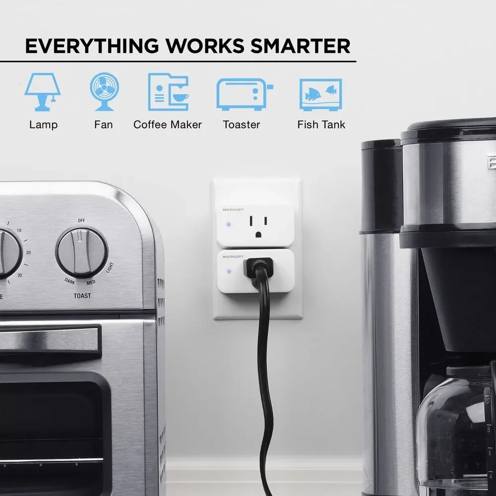 Merkury Smart Wi-Fi Plug, Compatible W Alexa & Google Assistant, 3 Pack, 15 Amp